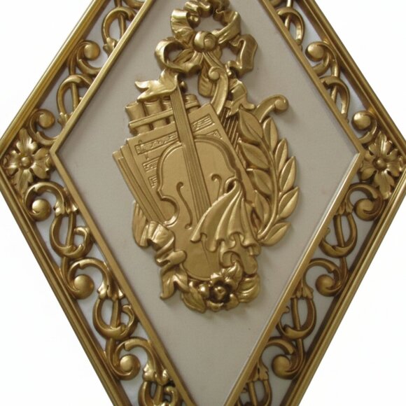 Set of 4 Vintage Syroco Hollywood Regency Ornate Faux Wood Diamond Wall Plaques - Picture 2 of 8